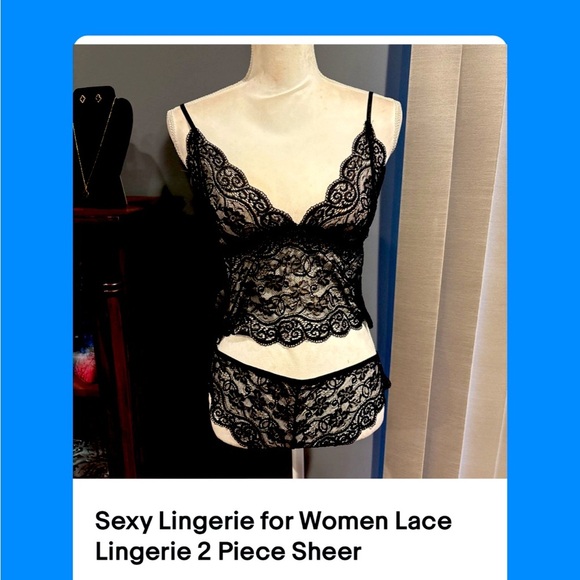 Sexy Lingerie for Women Lace Lingerie 2 Piece Sheer Matching Bra Panty Set - Picture 1 of 3